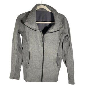 Lululemon Gray Zip-Up sweatshirt Size 4 Cotton Blend ribbed panels mid weight